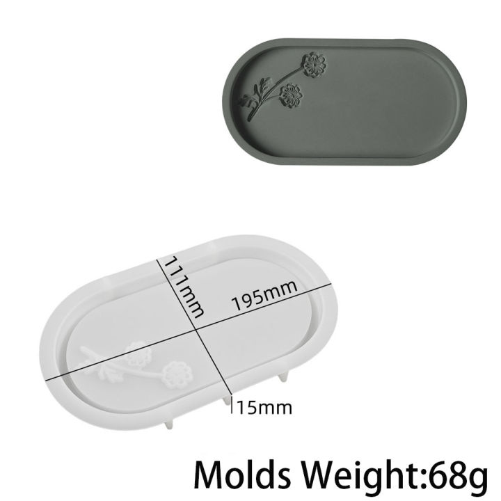 Oval Storage Tray Cement Silicone Mold DIY Rose Flower Butterfly Carving Coaster Molds Resin Concrete Plaster Mould Home Decor