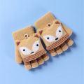 Soft Cartoon Fox Knitted Baby Gloves Half Finger Flip Cover Autumn Winter Warm Mitten. 