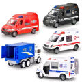 Fire Truck Hospital Rescue Ambulance Police Car ABS Cars Model Drop-resistant Openable Door Car Toys For Children Boys Gifts Luyo. 