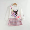 Girls kulomi sweatshirt set spring and autumn new children's foreign air fried street two-piece set of baby girls fashionable autumn clothes. 