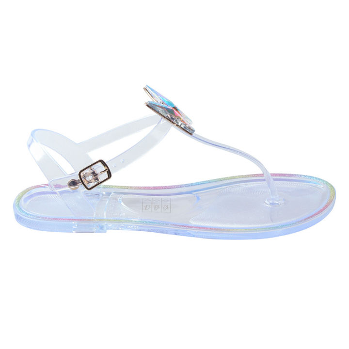 Summer%20Simple%20Butterfly%20Diamond%20Jelly%20Slippers%20Women's%20Shoes%20PVC%20Women's%20Flat%20Outdoor%20Casual%20Beach%20Transparent%20Crystal%20Sandals%20-%20Image%202