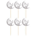 6pcs Eid Mubarak Cupcake Toppers Moon Mosque Pattern Cake Topper Ramadan Decoration party supplies. 