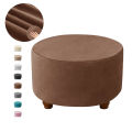 Super Soft Velvet Ottoman Stool Cover Living Room Round Elastic Footrest Cover All-inclusive Foot Stool Seat Slipcover Bedroom. 