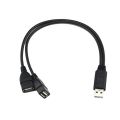 USB 2.0 A 1 Male to 2 Dual USB Female Data Hub Power Adapter Y Splitter Cable-black.