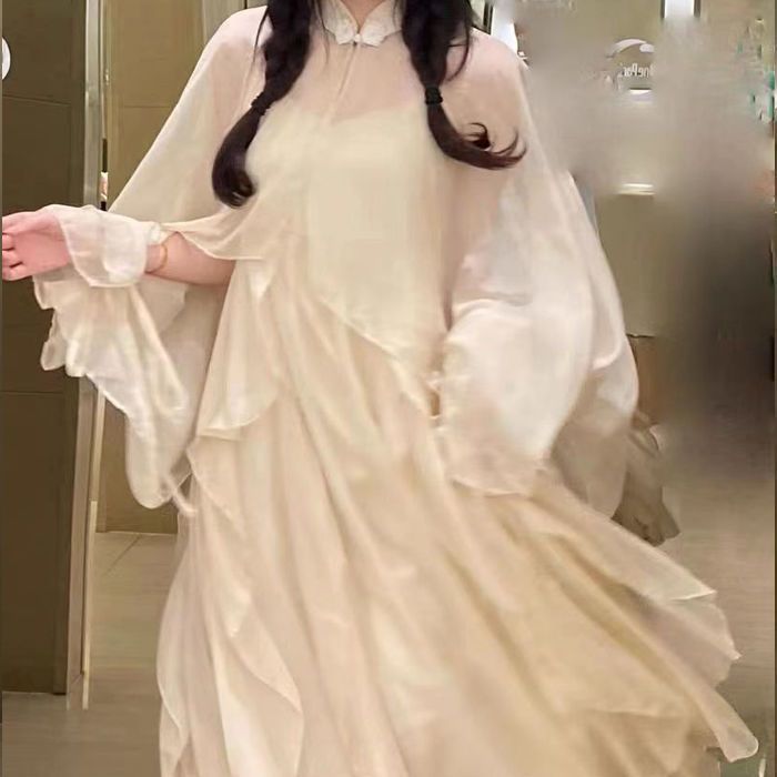 Retro%20Style%20New%20Chinese%20Style%20Super-Fairy%20Spaghetti-Strap%20Dress%20Suit%20Women's%20Summer%20Coat%20Thin%20Type%20Sunscreen%20Cardigan%20Strap%20Dress%20-%20Image%205
