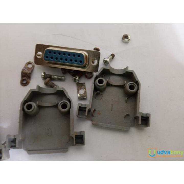 DB15 DB-15 2 Rows 15 Pin Male & Female VGA Jack & Socket Plug Connector With Plastic Back Shell Housing For LCD Monitor