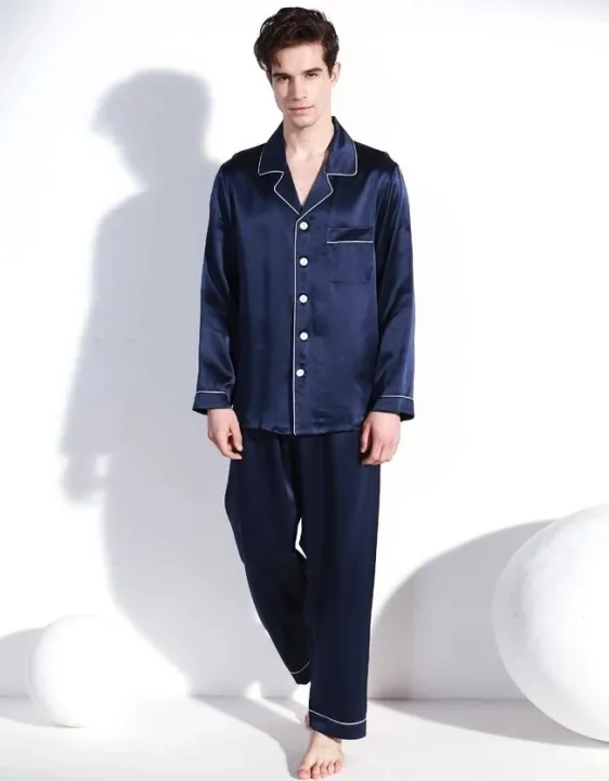Satin%20Couple%20Pajama%20Set%20Long%20Sleeve%20Trousers%20Sleepwear%20for%20Men%20Ice%20Silk%20Pajamas%20Set%20Sleep%20Nightgown%20Casual%20Pajama%20Home%20Suit%20-%20Image%204
