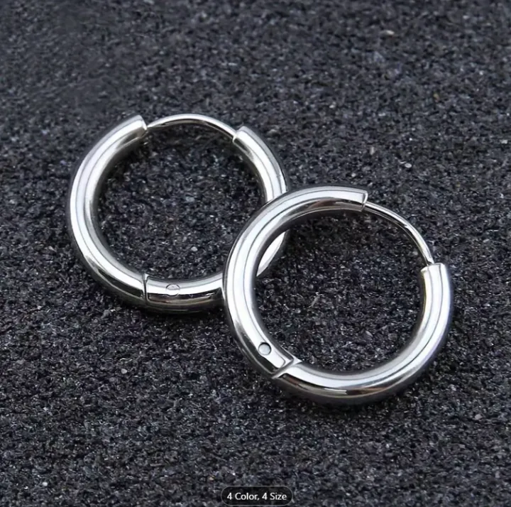 Stainless Steel Earrings for Men Loop Hoop Earrings Piercing | Daraz.com.bd