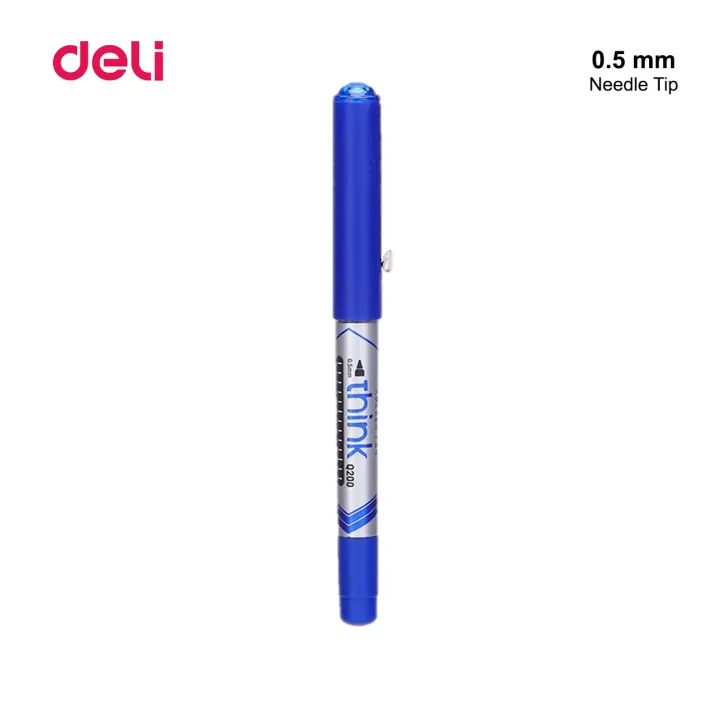 Deli%20Think%20Q200%20Roller%20Pen%20Smooth%20Writing%20-%20Black%20/%20Blue%20Ink%20-%20Image%203