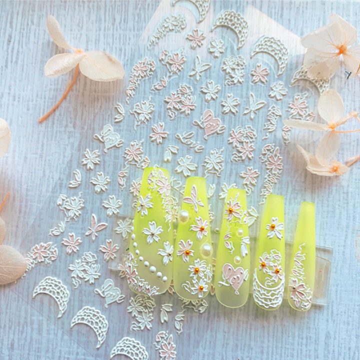 Embossed%20butterfly%20nail%20art%20sticker%20small%20white%20flower%20magnolia%20flower%20small%20daisy%20leaves%20K222%20K223%20K224%20-%20Image%203