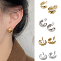 New 2025 Retro Gold Frosted C Shape Ear Clip Earrings for Women Trendy Jewelry Accessories. 
