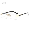 Retro UV400 Protection Rimless Rectangle Sunglasses Y2K Shades Frameless Sun Glasses for Women & Men.