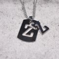 Letter Tag Necklaces Stainless Steel Chain Vintage Black Men Necklaces Pendant Necklaces for Women Female Male Jewelry. 
