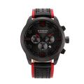 CURREN 8289 - Black and Red Leather Chronograph Watch for Men. 