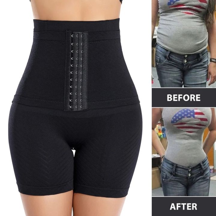 Women's Tummy Control with Buckle Shapewear Panties High Waist Trainer Female Slimming Body Shaper Shorts Large Size