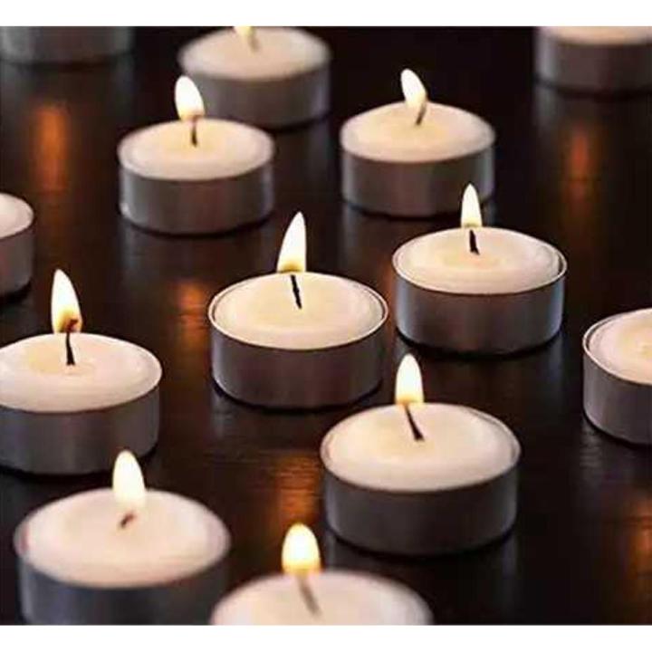 Round tea light candle 10 pieces - white