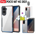 4 in 1 Xiaomi Poco M7 4G Shockproof Phone Case For Poco M7 Pro 5G Poco M7 Plus Poco F7 Full Coverage Tempered Glass Screen Protector and Lens Film and Back Film.
