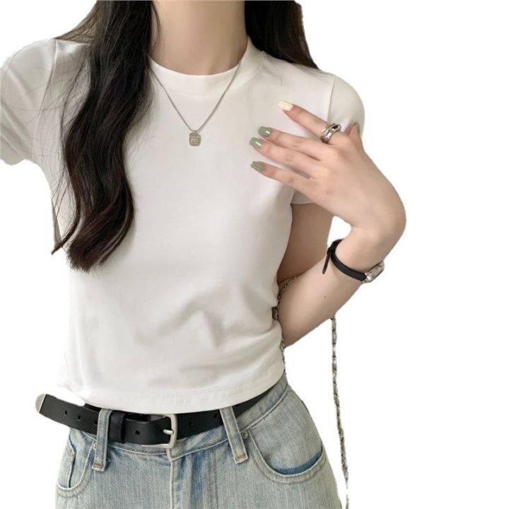 Small%20Red%20T%20T-shirt%20Women's%20Short-Sleeved%20Short%20Tight%20Hot%20Girl%20Top%20Summer%20New%20Solid%20Color%20Slim-Fit%20Shoulder%20T-shirt%20-%20Image%205