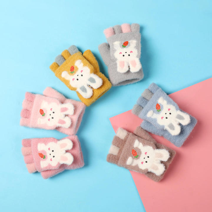 Boy%20Girl%20%20%20Wool%20Knit%20Kid%20Soft%20Half%20Finger%20Flip%20Glove%20Children%20Winter%20Warm%20Cute%20Cartoon%20Fox%20Knit%20Mitten%20-%20Image%202