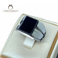 Super cool black onyx stainless steel onyx stone men Ring.