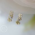 14k Flower Hoop Earings for Women Hikaw Silver Earrings Gold Non Tarnish Hypoallergenic earings for kids. 
