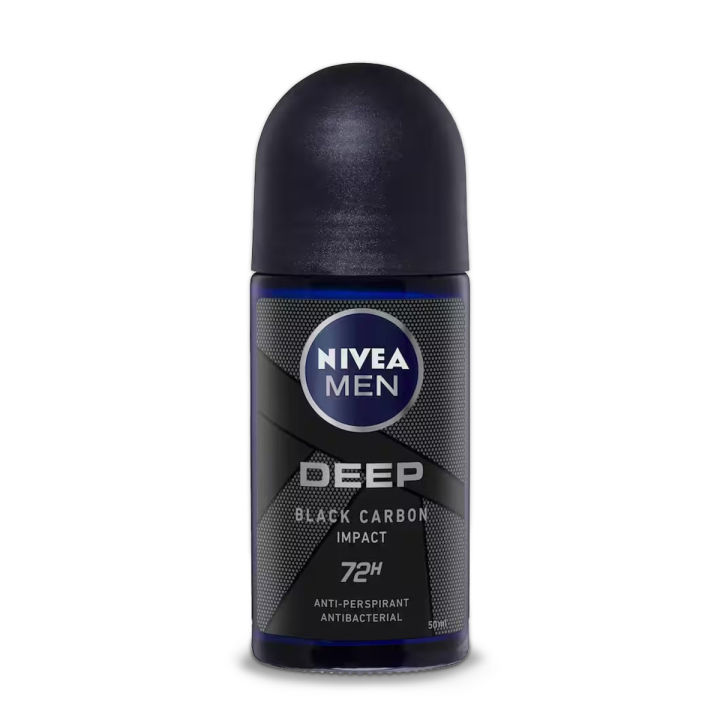 International Germany product Deodorant Roll on NIVEA MEN Deep Black Carbon Impact used for male - 50 ml