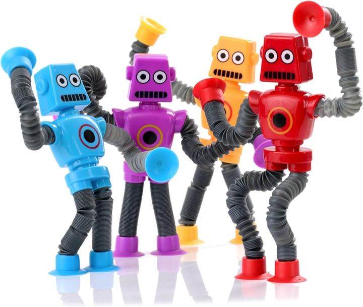 1Pcs Plastic Telescopic Toys with Shape Changing Robot Telescopic Tube, Telescopic Suction Cup Robot Toy, Stress Relief Telescopic Robot Fidget Toys for Kids