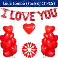 I Love You Foil Balloons Decoration Combo With Red Love Balloons Full Set- (Pack of 21 Pcs).