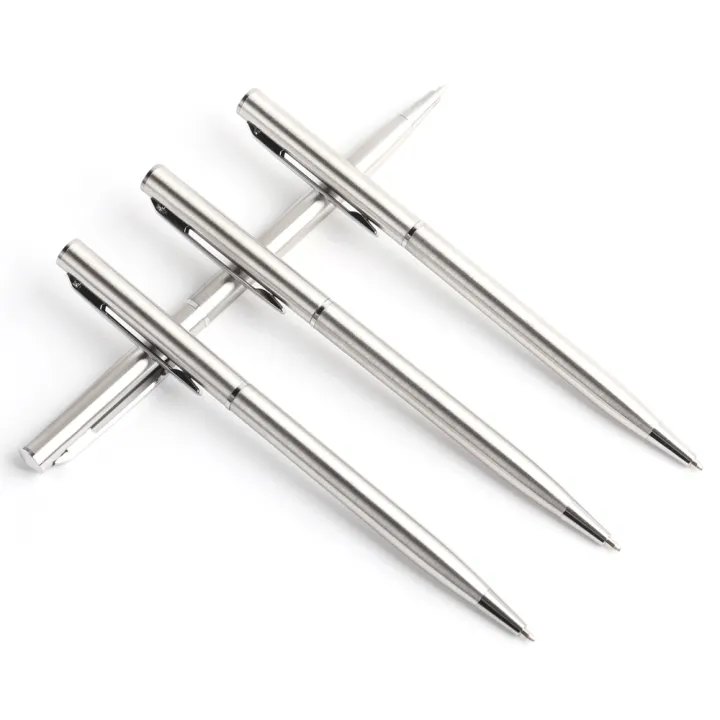 2Pcs%20Metal%20Ballpoint%20Pen%20For%20School%20Office%20Stainless%20steel%20Material%20Rotating%20Stationery%20Black%20Blue%20Ink%20Ball%20Pen%20Supplies%20Pens%20-%20Image%202