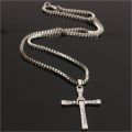 Fast and Furious Cross Pendant Couple Necklace for Men Women Personality Stainless Steel Crystal Zircon Choker Chains Jewelry. 