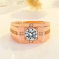 Classic High Carbon Diamond High Simulation Men's Diamond Ring Imitation Moissanite Plated Yellow Gold Domineering Wedding Ring Wholesale.
