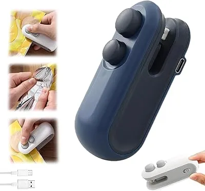 2IN1 Mini Sealing Machine USB Rechargable Heat Sealer Storage Bag Plastic Package Food Sealer Clip Bag Handheld Food Heat Sealer