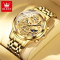 OLE_VS Top Brand 9947 Sport Quartz Watch Gift Stainless Steel Watchband Round-dial Chronograph Calendar Watch Stainless Steel Watch For Men - watch.