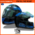 STM Premium Full Face Motorcycle Helmet with Graphic Design, Adjustable Strap, and Removable Visor - New. 