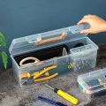 Portable Plastic Hardware Tool Box Transparent Toolbox Tool Storage Box Tool Organizer Household Parts Box.