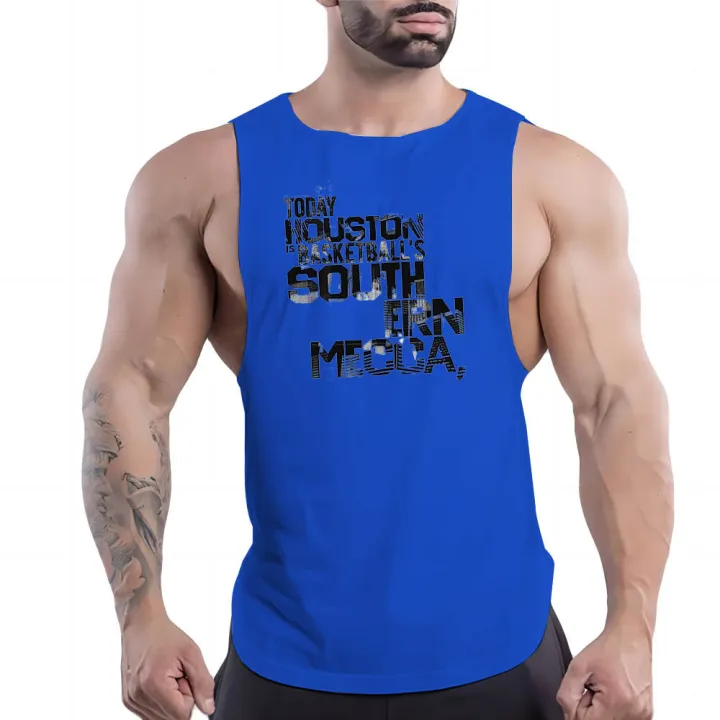 Summer%20Fashion%20Street%20Sleeveless%20Multi-Color%20Vest%20Men'S%20Casual%20Letter%20Print%20Comfortable%20Simple%20Lightweight%20Top%20Quick%20Dry%20-%20Image%203
