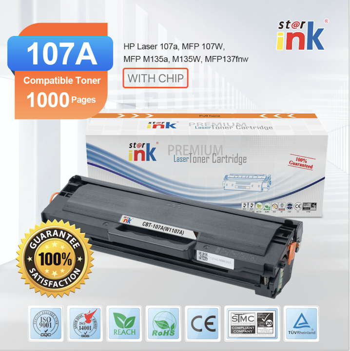 STARINK 107A Black Laser Toner Compatible for HP 107X/W1107X Print 1000 Pages With Chip Computer & Office Office Electronics Printer Supplies Toner-Cartridges Computers and consumables
