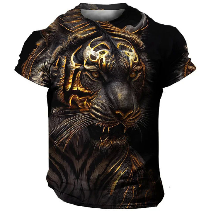 Fashion men's T-shirt with animal pattern graphic 3D printed short sleeve summer T-shirt oversized polyester fiber clothing