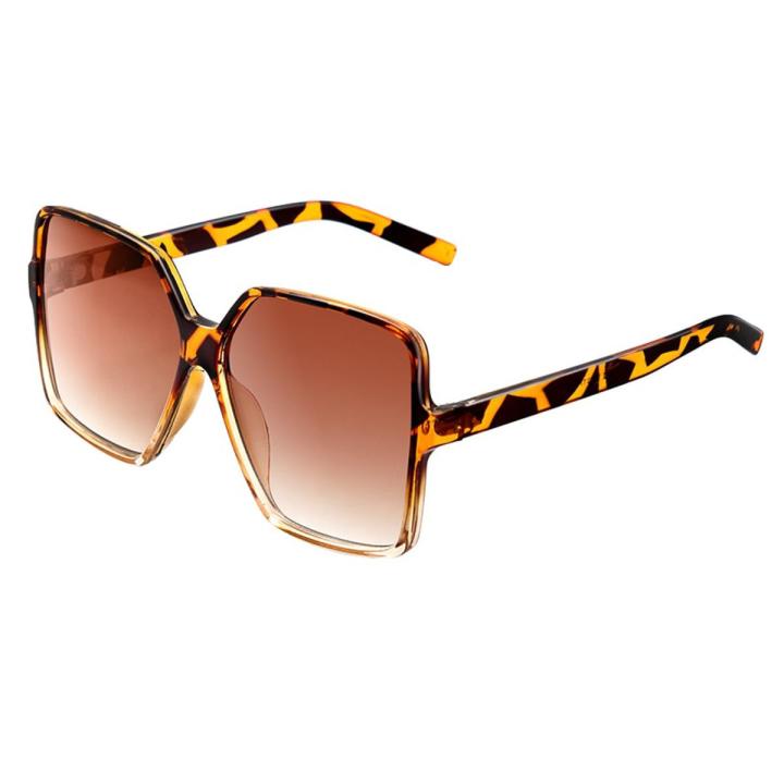 JZU Fashion Women Oversize Sunglasses Black Leopard Gradient Plastic Brand Designer Female big retro Sunglasses for women oculos