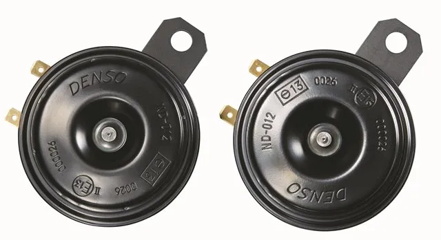 DENSO 12V Compact Full Power Tone Horn for Bike and Car (Made in Indonesia/China) - 2 Piece Set, High-Quality ABS Plastic