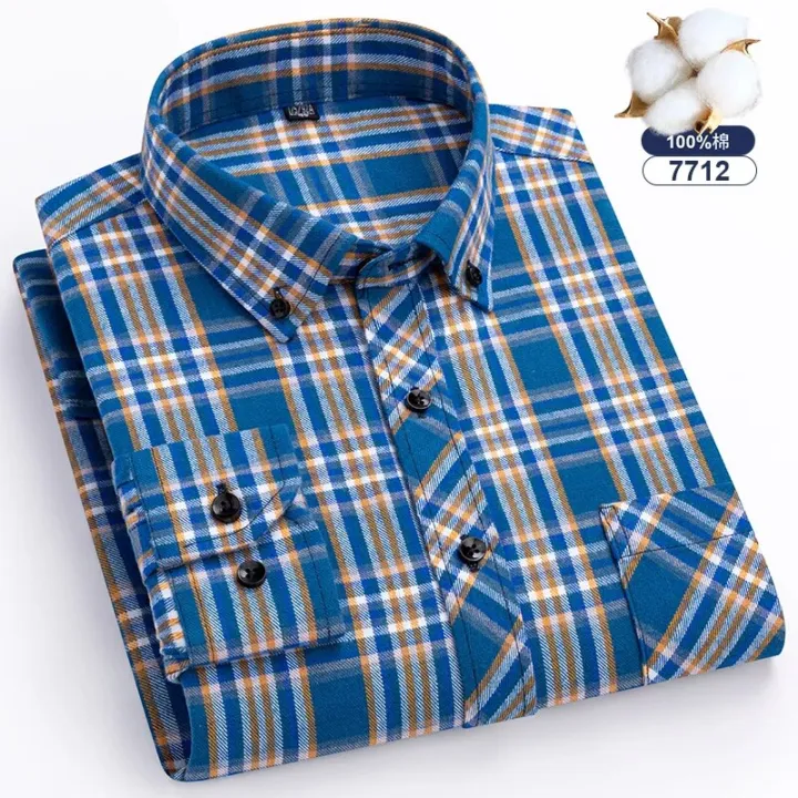 New%20Cotton%20Fashion%20Plaid%20Shirts%20For%20Men's%20Long%20Sleeve%20Single%20Patch%20Pocket%20Design%20Young%20Casual%20Standard-Fit%20Flannel%20Shirt%20S-8XL%20-%20Image%207