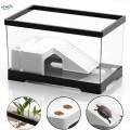 Turtle Tank Box Basking Ramp Hideout Tortoise Enclosure Starter Indoor Decor Medium Black.