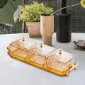 Glass Serving Tray Serving Dishes for Dried Fruits Easy to Refill Removable for Home, Kitchen with Stand Platters 3 Compartment Food Storage. 