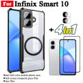 4 in 1 Infinix Smart 10 Shockproof Phone Case With Magnetic Wireless Charging Sticker For Infinix Smart10 Smart 9 X6725 Anti Spy Privacy Full Coverage Tempered Glass S+Lens Film. 