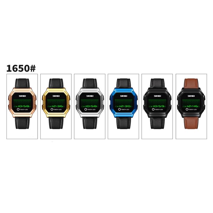 SKMEI%201650%20Leather%20Strap%20Version%20LED%20Digital%20Display%20Electronic%20Watch%20with%20Touch%20Luminous%20Button%20-%20Image%202