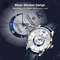 LouisWill Men Watches Gen-uine Leather Casual Fashion Business Watch Men's Fashion Watch Moon Window Watch With Panda Plate Calendar Watch Luminous Waterproof Watch Quartz Watch Belt Watch. 