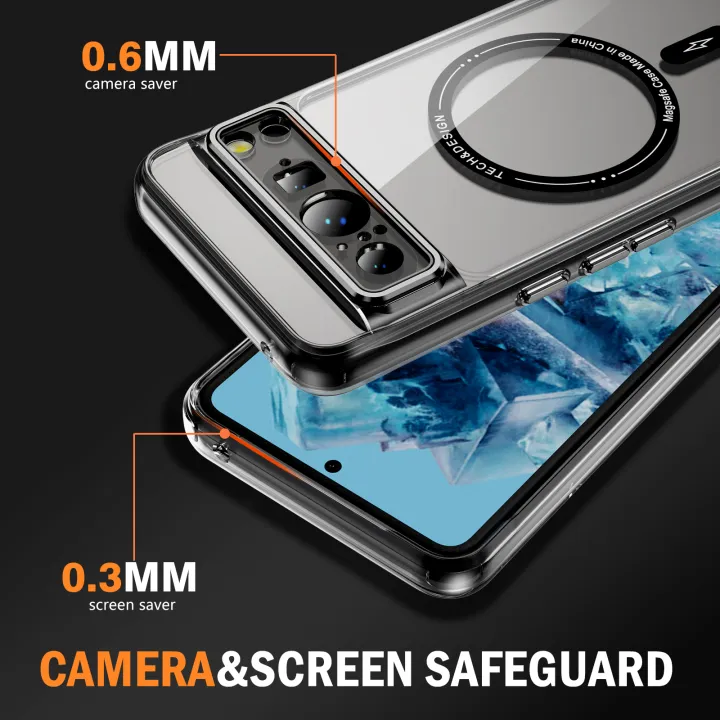 SMGSLIB%20Metal%20Button%20Transparent%20Shockproof%20Phone%20Case%20For%20Google%20Pixel%208%20Pro%20Wireless%20Magnetic%20Camera%20Lens%20Hole%20Protection%20Back%20Cover%20-%20Image%203