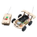 DIY Mini Solar Wireless Remote Control Car Toy Science Educational Toy Assembly RC Toys Wooden Car Vehicle Model For Kids. 