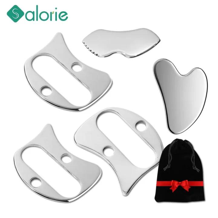 Iastm Body Massager Gua Sha Facial Tool, Stainless Steel GuaSha Massage Tool Facial Silver Metal Gua Sha Board SPA Acupuncture