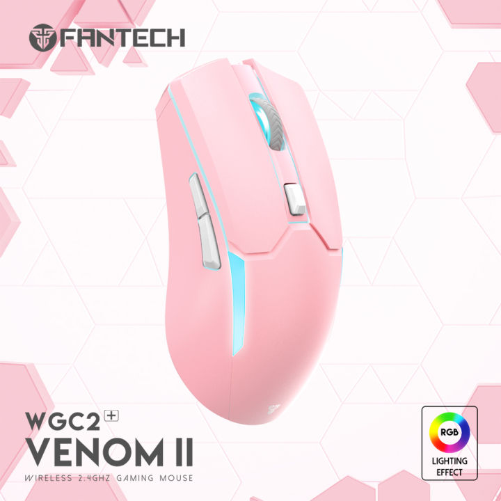 FANTECH WGC2 VENOM II 2.4G Wireless Gaming Mouse Pixart 3212 2400DPI RGB Rechargeable Mouse Ergonomic Mice For Laptop PC BLACK